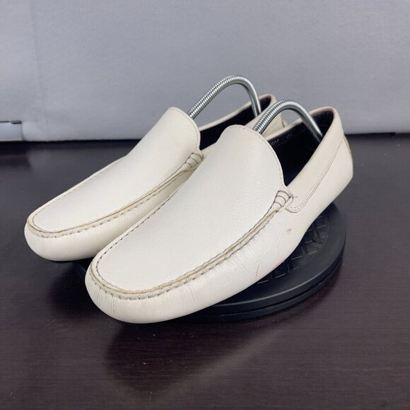To Boot New York Penny Driving Moc Loafers Shoes White Leather Mens Size 9.5